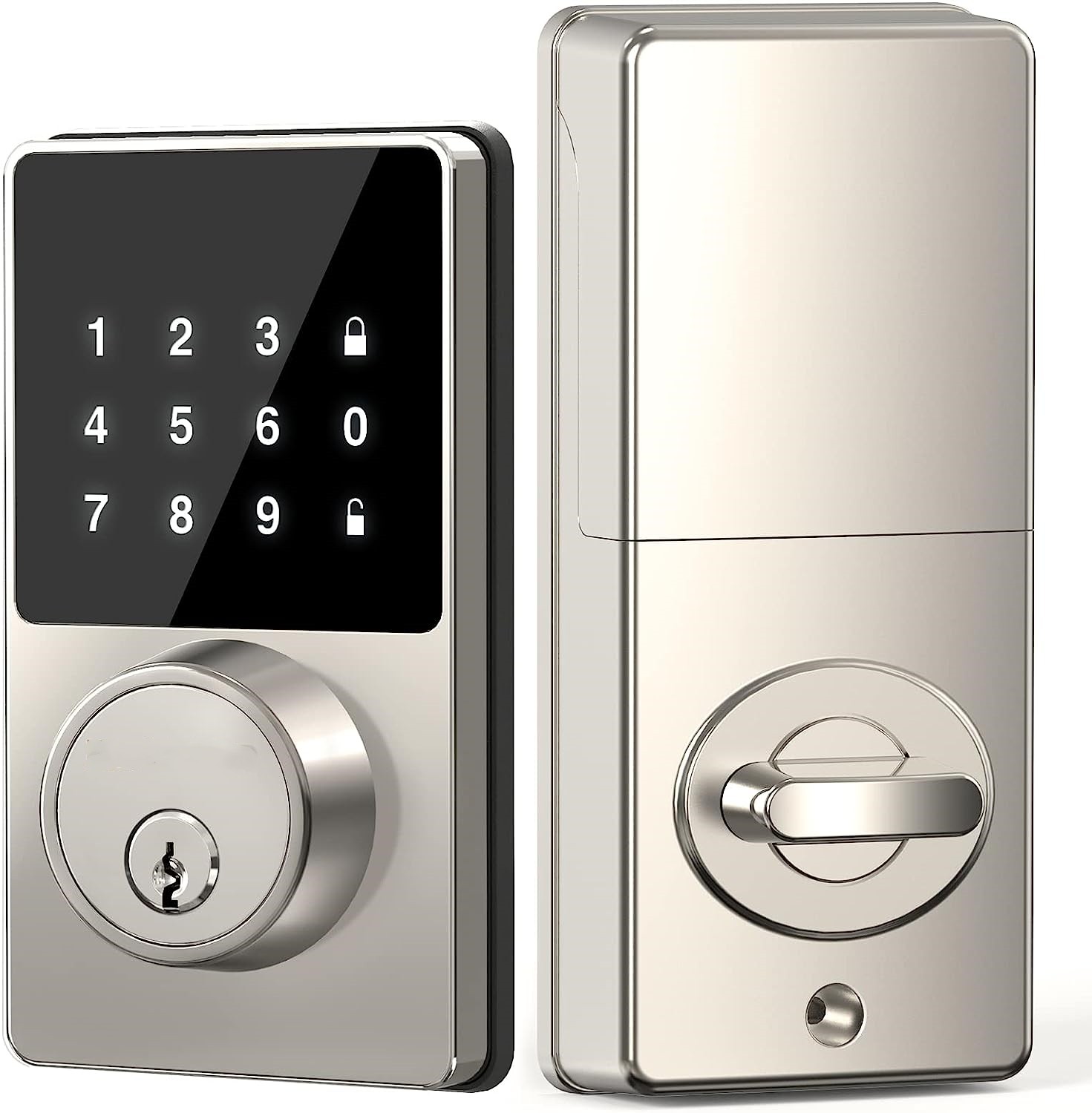 Smart Home Door Lock - パスワード付きスマートロック、タッチスクリーンキーパッド付きキーレスエントリードアロック、簡単設置、アプリによるロック解除、50ユーザーコード