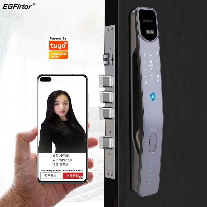 Tuya-電子指紋スマートドアロック,3D,顔認識,アプリケ - Smart Home Door Lock のレビューと価格